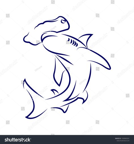 hammerhead shark vector line art, iconic logo illustrator #Ad , #Ad, #vector#line#hammerhead#shark Hammerhead Shark Tattoo Linework, Hammerhead Shark Drawing, Hammer Heads, Hammerhead Shark Tattoo, Best Leg Tattoos, Shark Painting, Vector Line Art, Arm Tats, Shark Drawing