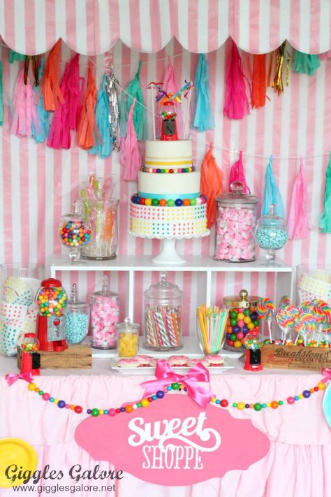 Birthday Party Candy Theme, Sweet Shoppe Birthday Party, Candy Theme Birthday, Candy Theme Birthday Party, Candy Themed Party, Baby Boy 1st Birthday Party, Candy Display, Candy Birthday Party, Twins 1st Birthdays