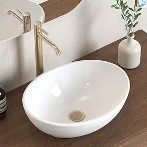 Countertop Modern Egg Shape Above Counter Bathroom Vanity Sink Bowl Counter Bathroom, White Vessel Sink, Steel Storage Containers, Bathroom Sanitary, Ideal Bathrooms, Porcelain Sink, Sink Countertop, Vessel Sink Bathroom, Bowl Sink