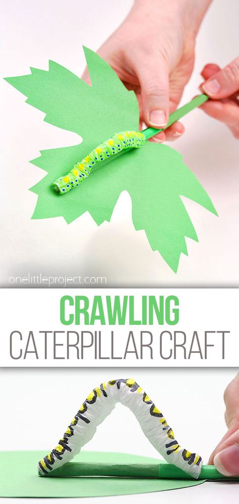 Photo of caterpillar on a leaf craft Worm Crafts, Caterpillar Art, Craft With Paper, Caterpillar Craft, Straw Crafts, Insect Crafts, Construction Paper Crafts, Bug Crafts, Bug Art