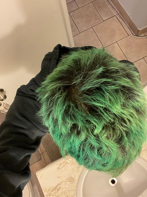 took me so long to master this method Hair Color Ideas Short Hair Men, Punk Buzzcut Men, Green And Black Hair Men, Mens Green Hair, Dyed Long Hair Men, Men With Green Hair, Short Green Hair Men, Green Dyed Hair Men, Hair Color Ideas Guys