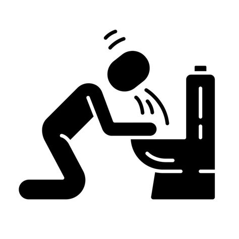 Vomiting, nausea glyph icon. Allergy, food poisoning, hangover symptom. Silhouette symbol. Negative space. Allergic reaction. Human throwing up, puking in bathroom. Vector isolated illustration Puke Vomit, Hangover Symptoms, Box Icon, Food Poisoning, Glyph Icon, Icon Icon, Allergic Reaction, In Bathroom, Dancing Queen