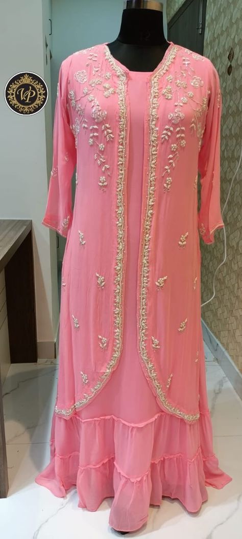 Grgt long gown with full flayer designed with grgt jacket pattern dress with heavy handwork on jacket and sleeves available in 38/40 size @3150/- Pattern Dress, Jacket Pattern, Long Gown, Hand Embroidery Designs, Pakistani Dresses, Dress Patterns, Hand Embroidery, Embroidery Designs, Tunic Tops