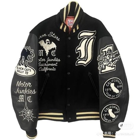 Punk Varsity Jacket, Leather Baseball Jacket, College Jacke, Miss Perfect, Leather Varsity Jackets, Nancy Wheeler, Guys Clothing Styles, Streetwear Aesthetic, Racing Jacket