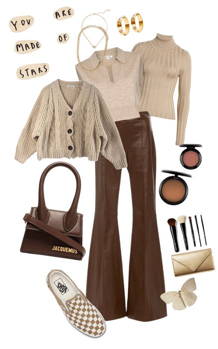 Cocoa Brown Outfit, Soft Autumn Aesthetic Outfit, Warm Brown Outfit, Brown Autumn Outfit, Autumn Mute Outfit, Mute Autumn Outfits, Fall Themed Outfits, Brown Clothes Aesthetic, Autumn Mute