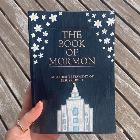 Book Of Mormon Decorations, Painting The Book Of Mormon, Decorate Book Of Mormon Cover, Paint Book Of Mormon Cover Ideas, Painting Books Of Mormon, Book Of Mormon Cover Painting, Hand Painted Book Of Mormon, Painted Book Of Mormon Cover Ideas Easy, Book Of Mormon Painted Cover Simple