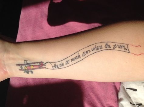 Jack Mannequin Tattoo, Jacks Mannequin, Paper Airplane Tattoos, Banner Tattoo, Airplane Banner, Tattoos Photo, Airplane Tattoos, I Saw The Light, Back Tattoos