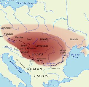 Map of Europe and Asia controlled by the Huns The Huns, Attila The Hun, Eurasian Steppe, Eastern Roman, Empire Romain, Early Middle Ages, The Roman Empire, Roman Emperor, European History