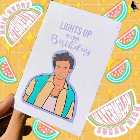 Harry Styles Birthday Present Ideas, Harry Styles Birthday Gift Ideas, Harry Styles Cards Diy, Harry Styles Bday Cards, Taylor Swift Bday Cards Diy, Harry Styles Lights Up, Harry Styles Birthday, One Direction Drawings, Harry Birthday