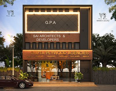 Office Front Elevation Design, Modern Shop Exterior, Commercial Shop Elevation Design, Shop Front Design Modern, Elevation Design Commercial, Commercial Elevation Design, Commercial Building Exterior, Store Signs Design, Residential Building Plan