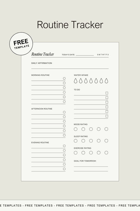 Routine Template Free Printable, Daily Routine Template Aesthetic, Morning Routine Template Free Printable, Morning Routine Template, Daily Routine Planner Template, Cute Daily Planner Template Aesthetic, Daily Routine Tracker Free Printable, Aesthetic Daily Planner Template, Daily Routine Planner