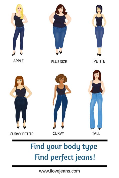 Best Jeans For Short And Curvy, Jeans According To Body Shape, Curvy Petite Jeans, Types Of Jeans Body Shapes, Jeans For Tall And Curvy, Hourglass Jeans Outfit, Dressing For Curvy Figures, What Jeans To Wear Body Types, Curvy Figure Outfits