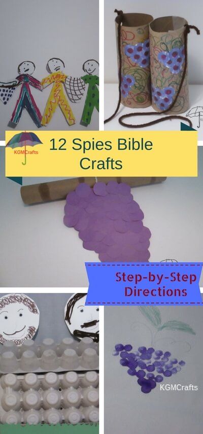 These 12 spies Bible crafts are easy to make. All the projects use common household items or craft supplies. Joshua And The 12 Spies Craft, Moses Sends 12 Spies Craft, Caleb And Joshua Craft For Kids, 12 Spies In Canaan Craft, Joshua And Caleb Craft, Twelve Spies Bible Craft, Joshua And Caleb Craft Spies For Kids, 12 Spies Craft, Joshua And Caleb Bible Craft