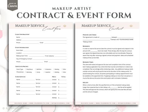 Makeup Checklist, Makeup Career, Makeup Contract, Freelance Makeup Artist Business, Dp Ideas, Price List Design, Signed Contract, Makeup Books, Freelance Makeup Artist