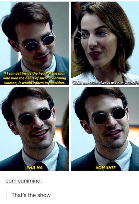 Matt is the absolute worst at reconnaissance. The worst :))) Charlie Cox, Daredevil Matt Murdock, Marvel Netflix, Marvel Daredevil, Mcu Marvel, Funny Marvel Memes, Marvel 3, Marvel Jokes, Marvel Funny