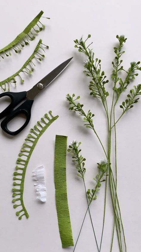 HOW I MADE IT // I got to a point with making this paper thlaspi when I thought I’d stop to document how I made it for future reference.… | Instagram Paper Monstera Leaves, Paper Eucalyptus, Paper Wildflowers, Flowers Crepe Paper, Paper Cactus, Paper Succulents, Crepe Flowers, Crepe Paper Flower, Fleurs Diy