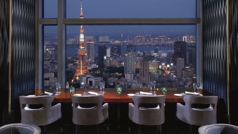 Ritz-Carlton Tokyo- Reserve the Chef’s Tower table at Towers, which commands a magnificent view of Tokyo Tower and the Sky Tree Tower - Minato Tokyo, Ritz Carlton Hotel, Tokyo City, Burj Al Arab, Tokyo Hotels, Tokyo Tower, Japan Trip, City Hotel, Amazing Views