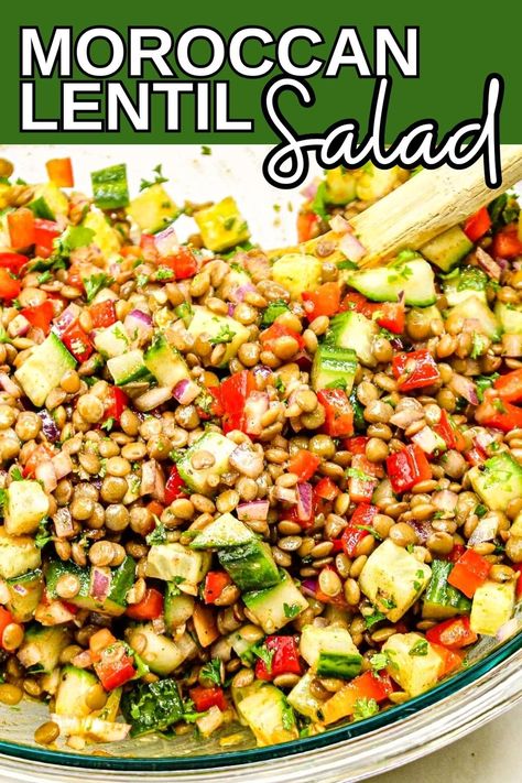 Healthy Lentil Salad, Moroccan Lentil, Healthy Lunch Salad, Lentil Salad Recipes, Winter Salad Recipes, Vegetarian Salad, Lunch Salad, Quick Salads, Vegetarian Salad Recipes