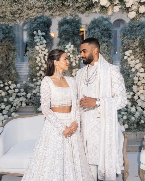 White Pakistani Bridal Dress, Bride And Groom Indian Wedding Outfit, White Wedding Lehenga, Wedding Matching Outfits, Indian Ceremony, Pakistan Wedding, Pakistani Bridal Dress, Indian Wedding Bride, Instagram Plan