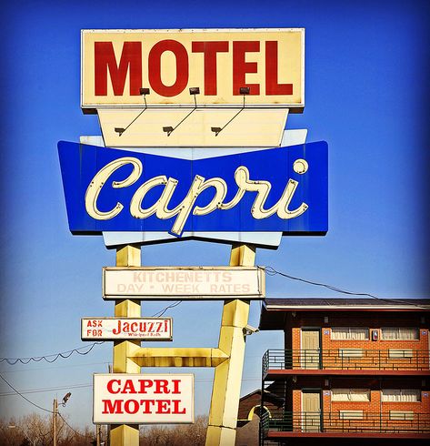 LONG TIME GONE - MOTEL CAPRI - Paseo Boulevard and Independence Avenue in Kansas City, Missouri USA Front Entryway, Sign Company, Kansas City Missouri, Vintage Home, Vintage Ads, Neon Sign, Vintage Home Decor, Vintage Signs, Kansas City