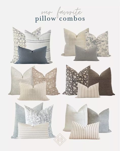 Neutral Throw Pillow Combos that we love! Throw Pillow Gray Couch, Light Grey Couch Throw Pillows Color Schemes, Pillow Color Scheme For Grey Couch, Pillow Sets For Bed, Couch Pillows Grey Couch, Neutral Pillow Combo, Throw Pillow Combinations Couch Color Schemes, Throw Pillow Color Scheme, Gray Couch Throw Pillows