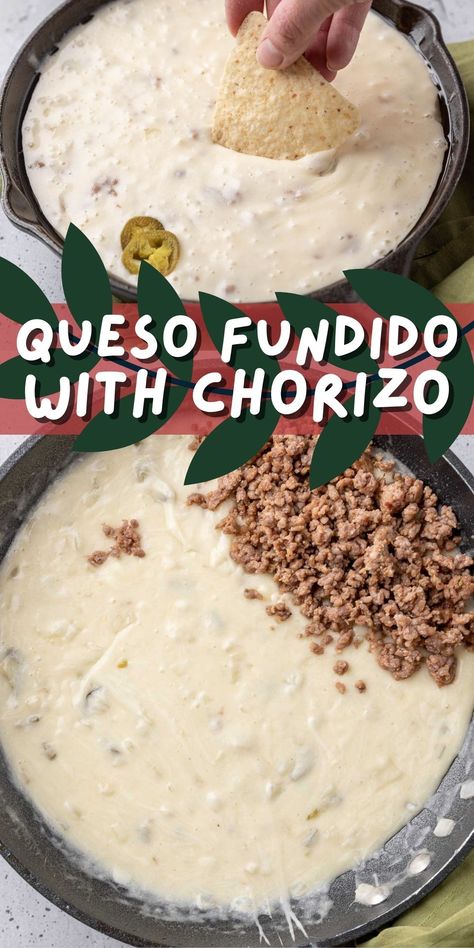 Chorizo Queso Fundido, Chorizo Cheese Dip Recipes, Chorizo Dip Recipes, Queso Chorizo Dip, Chorizo Cheese Dip, Queso Fundido With Chorizo, Chorizo Queso Dip, Queso Chorizo, Chorizo Dip