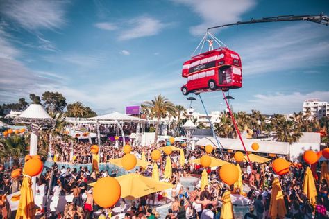 Review | All The Madness at O Beach’s Glorious Opening | Discover Ibiza O Beach Ibiza, Dj Booth, Double Decker Bus, Good House, House Music, Disco Ball, Open Air, Beach Club, Pool Party