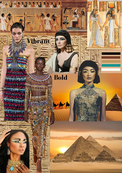 The idea behind the mood board is to create an Egyptian aesthetic by using a combination of traditional colours such as gold and black as well as using neon colours such as blue. In addition, the aim of the mood board is to create an ancient Egypt aesthetic with a modern twist applied. Ancient Egypt Inspired Fashion, Ancient Egypt Mood Board, Egypt Culture Aesthetic, History Mood Board, Gold Egypt Aesthetic, Ancient Egypt Aesthetic Fashion, Egyptian Culture Aesthetic, Egypt Mood Board, Egyptian Mood Board