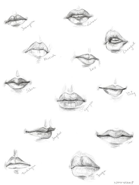 Lips Sketch, Mouth Drawing, Anatomy Sketches, Lips Drawing, Drawing Expressions, Kpop Exo, Pencil Art Drawings, Art Drawings Sketches Creative, Anatomy Art