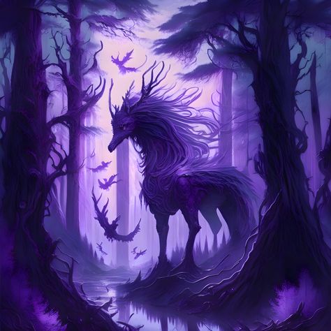 Purple Creature, Shadow Creatures, Enchanted Wood, Forest Creatures, Fantasy Novel, Tabletop Rpg, Mythical Creatures, Dark Aesthetic, Purple And Black