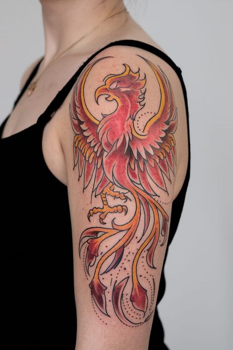 Fiery Phoenix Sleeve A Phoenix Tattoo, Phoenix Feather Tattoos, Phoenix Tattoo Sleeve, Phoenix Tattoo Ideas, Dahlia Tattoo, Heart Tattoo On Finger, Small Phoenix Tattoos, Peace Tattoos, Camera Tattoos