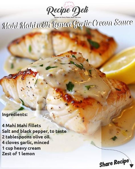 Fish With Lemon Cream Sauce, Lemon Cream Fish, Lemon Garlic Butter Fish Recipes, Lemon Garlic Seafood Pasta, Lemon Butter Seafood Pasta, Cinnamon Roll Recipe Homemade, Deli Food, Summer Eating, Just Cooking