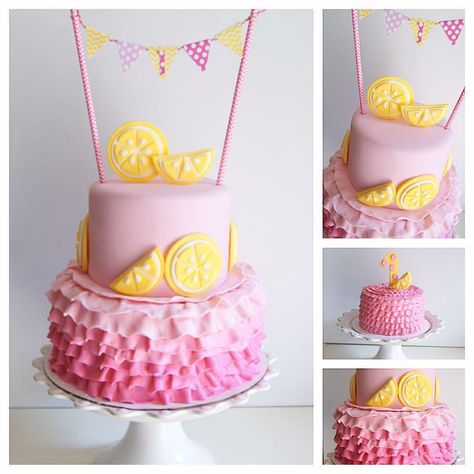 Pink lemonade cake Pink Lemonade Birthday Cake, Strawberry Lemonade Party, Pink Lemonade Cake, Strawberry Lemonade Cake, Lemonade Cake, Birthday Parties For Kids, Sunshine Baby Shower, Lemon Theme