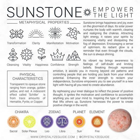 ✨ 𝐂 𝐑 𝐘 𝐒 𝐓 𝐀 𝐋 𝐘 𝐙 𝐄 ✨ on Instagram: "Drop a “☀️” to attract some Sunstone energy! 📌 Save this post for reference • 𝐒𝐔𝐍𝐒𝐓𝐎𝐍𝐄 • 🌻 Empower the Light ✨ 𝐌𝐞𝐭𝐚𝐩𝐡𝐲𝐬𝐢𝐜𝐚𝐥 𝐏𝐫𝐨𝐩𝐞𝐫𝐭𝐢𝐞𝐬 : Clarity, Cleansing, Confidence, Happiness, Manifestation, Motivation, Strength, Transformation, Vitality 🌈 𝐂𝐡𝐚𝐤𝐫𝐚 : Sacral & Solar Plexus 🌌 𝐙𝐨𝐝𝐢𝐚𝐜 : Leo & Libra 🪐 𝐏𝐥𝐚𝐧𝐞𝐭 : Sun 🌀 𝐄𝐥𝐞𝐦𝐞𝐧𝐭 : Fire 📲 𝐂𝐑𝐘𝐒𝐓𝐀𝐋𝐘𝐙𝐄 𝐀𝐩𝐩 for Crystal Meanings & More » Sun Stone Crystal Meaning, Sun Stone Meaning, Sunstone Crystal Meaning, Sunrise Ritual, Sun Stone Crystal, Snow Nutcracker, Sunstone Properties, Sun Crystals, Sun Cycle