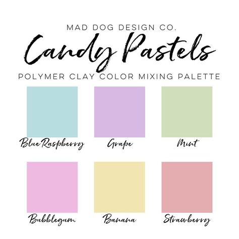 Pastel Clay Color Recipe, Color Mixing Guide, Easy Polymer Clay, Pink Banana, Light Spring Colors, Blue Clay, Chic Bridal Showers, Diy Air Dry Clay, Blue Raspberry