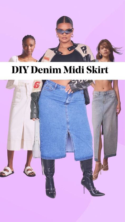 DIY Maxi Denim Skirt (From Old Jeans) Skirt From Old Jeans, Diy Denim Skirt, Maxi Denim Skirt, Midi Denim Skirt, Skirt Diy, Saving Plan, Air Craft, Denim Projects, Long Denim Skirt