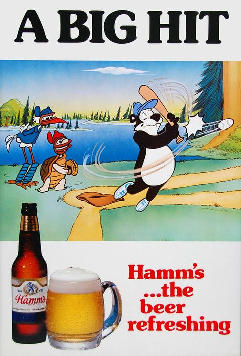 Vintage Beer Signs, Bar Advertising, Hamms Beer, Old Beer Cans, Beer Memorabilia, Beer Advertising, Beer Ad, Ad Poster, American Beer