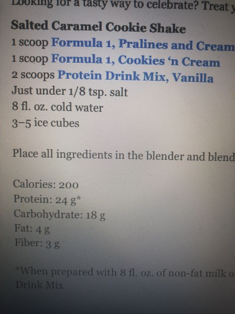 Salted Caramel Cookie Shake Salted Caramel Herbalife Shake Recipe, Herbalife Salted Caramel Shake, Caramel Shake, Meal Shakes, Herbalife Flavors, Salted Caramel Cookie, Herbal Life Shakes, Shake Ideas, Protein Drink Recipes