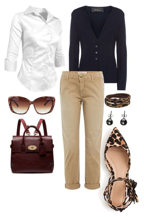 "Thursday" by mountain-girl-lynn ❤ liked on Polyvore featuring moda, soo n soo, J.Crew, Les Copains, Current/Elliott, Mulberry, women's clothing, women, female e woman Styling Khaki Pants Women, What To Wear With Tan Pants, Khaki Short-leg Bottoms For Spring, What To Wear With Beige Pants, Khaki Ankle-length Pants For Work, Khaki Ankle-length Pants For Summer, Spring Khaki Ankle-length Pants, Khaki Pants Outfit Women Work, Khaki Jeans Outfit