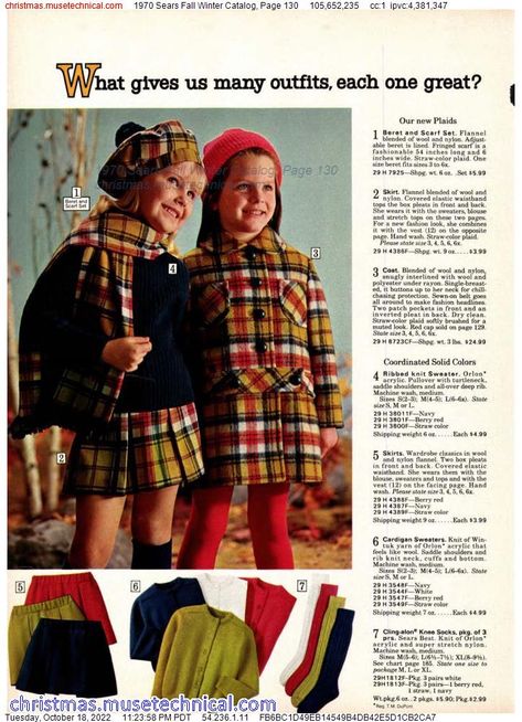 Vintage Mail, Baby Goods, Sears Catalog, Clothes Reference, 60s 70s Fashion, Flannel Fashion, 70s Inspired Fashion, Doll Wardrobe, Kids Scarf