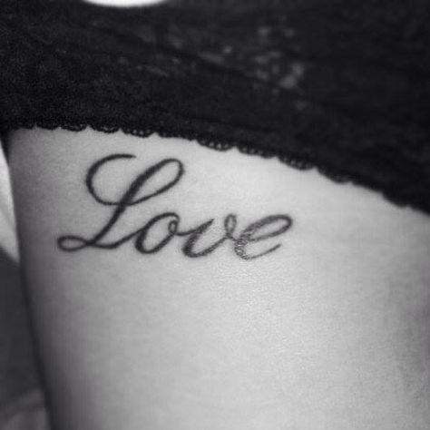 Love tattoo Tattoos That Say Love, Love Deeply Tattoo, Love Cursive Tattoo, The Word Love Tattoos, Love Word Tattoo, Love You Tattoo, Love In Cursive, Love Yourself Tattoo, Cursive Tattoos