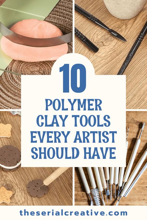 10 Polymer Clay Tools Every Artist Needs in Their Toolkit - The Serial Creative Make Polymer Clay, Starting A Polymer Clay Business, How To Use Polymer Clay Tutorials, Clay Tools Diy, Polymer Clay Workspace, Clay Tools How To Use, Beginner Polymer Clay Projects, Polymer Clay For Beginners, Polymer Clay Crafts To Sell