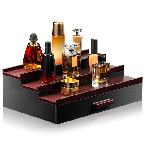 PRICES MAY VARY. 🎁【High-0uality Materals and Exquisite Craftsmanship】 Cologne organizer for men is made of hiah-quality wood and exquisitecraftsmanship, making it both durable and beautiful. t is the perfect decoration for your dressing table. 🎁【Multi-Layered Design for onvenient Classification and Storager】 Our cologne organizer adopts a three-layered design, with each layercapable of holding multiple perfume bottles. This makes it easy for you to classify and organize your perfume collection Cologne Organizer For Men, Cologne Display, Cologne Organizer, Shelf With Drawer, Perfume Display, Perfume Organization, Display Risers, Perfume Tray, Organization And Storage