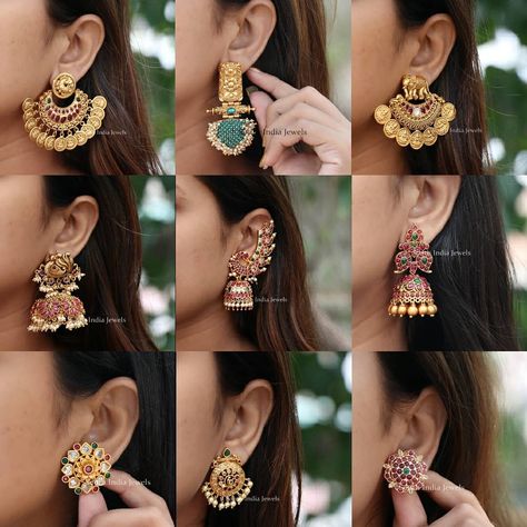 Kasu Earrings Gold, Antique Earrings Gold, Jwellary Desi, Jewellery Sketch, Nose Ring Jewelry, Antique Gold Earrings, Gold Earrings Models, Journal Idea, Indian Bridal Jewelry Sets