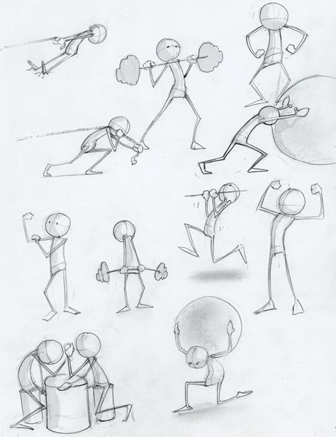 Anatomy For Animation, Movement Figure Drawing Sketch, Simplified Drawing Style, Caracter Designer Cartoon, Athletic Character Design, Bounce Illustration, Climbing Pose, Strength Drawing, Animation Poses