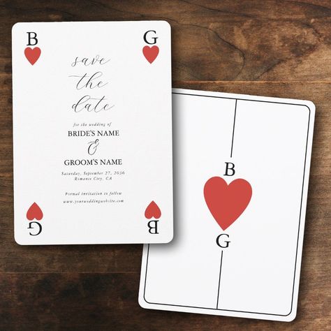 Playing Card Wedding, Playing Card Invitation, Couple Monogram, Unique Wedding Stationery, Hearts Playing Cards, Monogram Hearts, Unique Monogram, Couples Monogram, Wedding Stationery Design