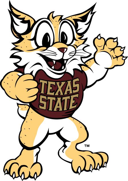 Texas State Bobcats Misc Logo (2003) - Youth mark Texas State Bobcats, Texas Decor, Sorority Canvas, Texas State University, Felt Banner, Felt Pennants, Virtual Museum, College Logo, Sports Logos