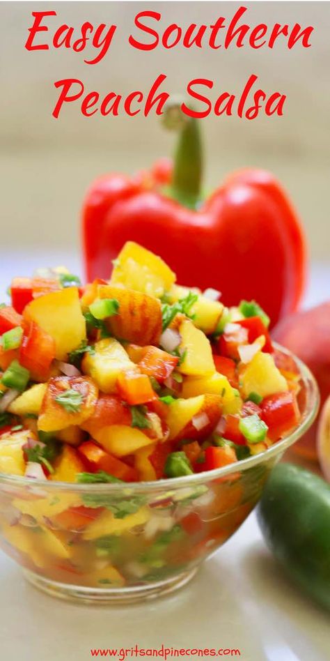 Peach And Pepper Relish, Dried Peaches Recipe, Peach Dip, Salsa Recept, Quiche Chorizo, Citrus Salsa, Peach Salsa Recipes, Salsa Guacamole, Homemade Salsa Recipe