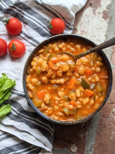 Fasolatha Soup, Vegan Gluten Free High Protein, White Bean Soup Vegan, Greek White Bean Soup, Tomato White Bean Soup, Dinner Soup Recipes, Carrot And Lentil Soup, White Bean Soup Recipes, Vegan Lentil Soup