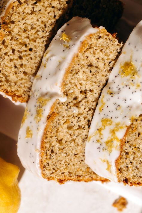 Lemon Poppy Seed Banana Bread (vegan + gluten-free) | Feasting on Fruit Lemon Banana Bread, Spring Baking Recipes, Banana Bread Vegan, Feasting On Fruit, Lemon Poppyseed Bread, Spring Baking, Lemon Blueberry Bread, Easy Gluten Free Desserts, Lemon Poppyseed Muffins